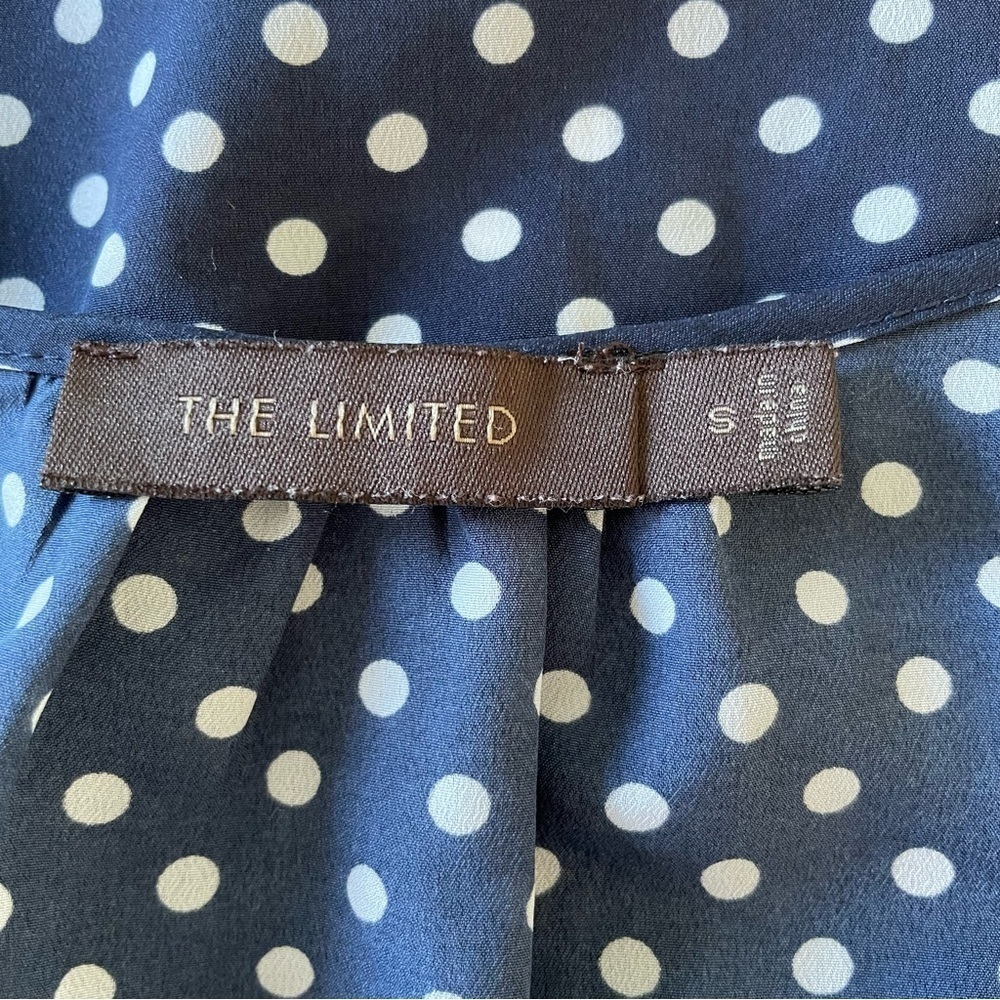 The Limited Women’s Polka Dot 3/4 Sleeve Blouse Navy & White Size S - Picture 10 of 12